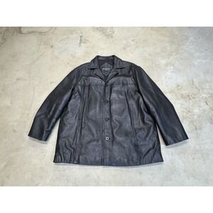 Brandini Leather Jacket Men Extra Large Black Designer Sleek Button Bomber